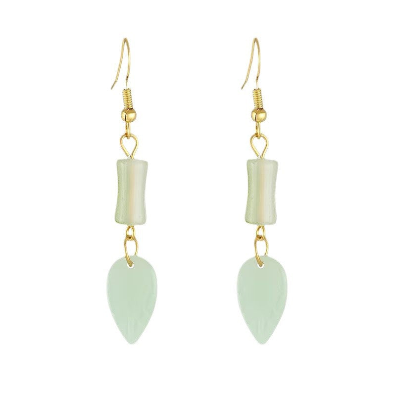 Wholesale Electroplated Ear Hook Long Gradient Bamboo Round Face Earrings